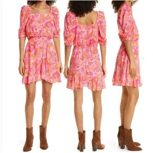 Ted Baker Bethha pink exaggerated shoulder mini dress